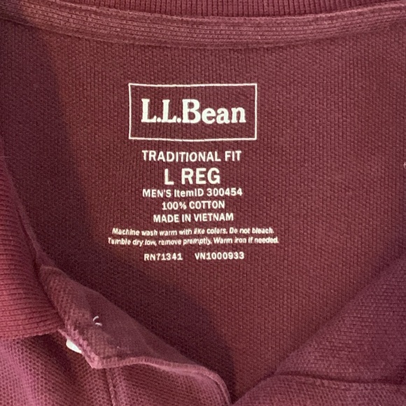 L.L. BEAN POLO SHIRT COTTON DEEP WINE BURGUNDY SHORT SLEEVES - Picture 7 of 9